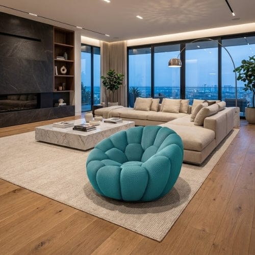 Fauteuil Nuage doux rembourré - Fauteuil Moderne rotatif 360 Maison Lysea