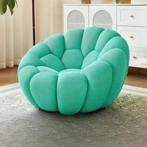 Turquoise / Canapé Fauteuil Nuage doux rembourré - Fauteuil Moderne rotatif 360 Maison Lysea