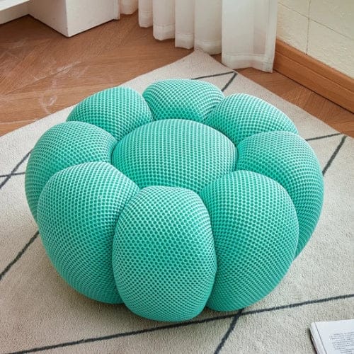 Turquoise / Petit pouf rond Fauteuil Nuage doux rembourré - Fauteuil Moderne rotatif 360 Maison Lysea