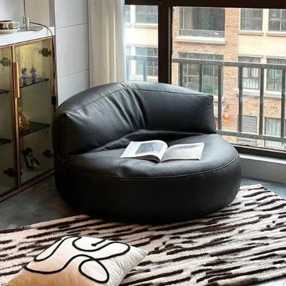 Fauteuil Pouf demi-lune en Cuir véritable - Pouf design scandinave Maison Lysea