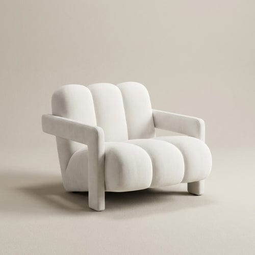 Blanc crème Fauteuil Scandinave design en Velours | Fauteuil confort Moderne Maison Lysea