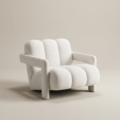 Blanc crème Fauteuil Scandinave design en Velours | Fauteuil confort Moderne Maison Lysea