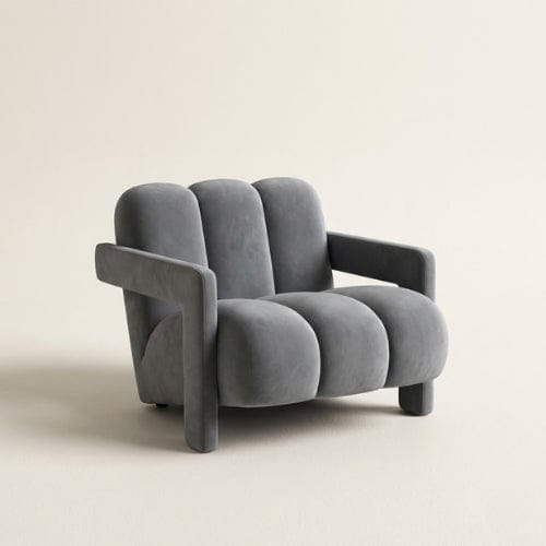 Gris Fauteuil Scandinave design en Velours | Fauteuil confort Moderne Maison Lysea