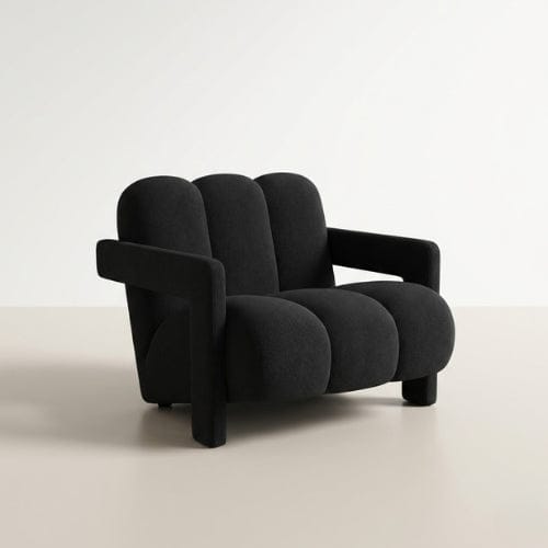 Noir Carbone Fauteuil Scandinave design en Velours | Fauteuil confort Moderne Maison Lysea