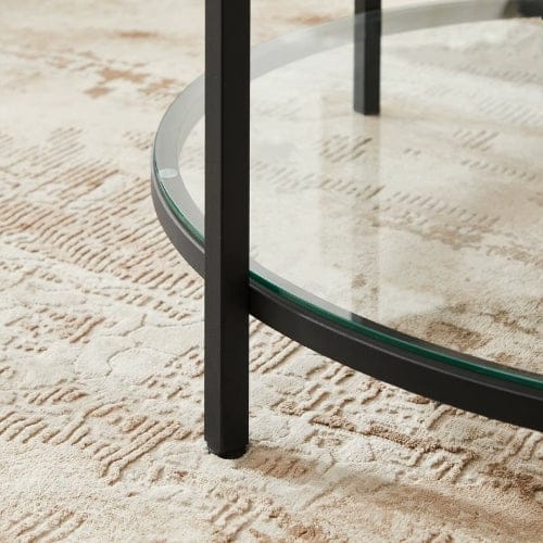 Table basse de salon Moderne - Table basse ronde style marbre blanc Maison Lysea
