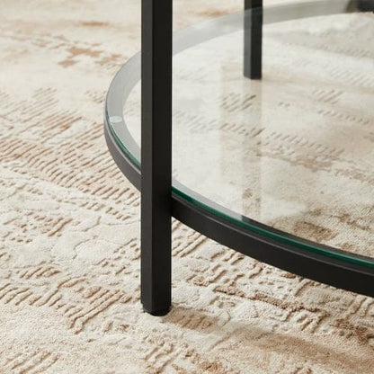 Table basse de salon Moderne - Table basse ronde style marbre blanc Maison Lysea