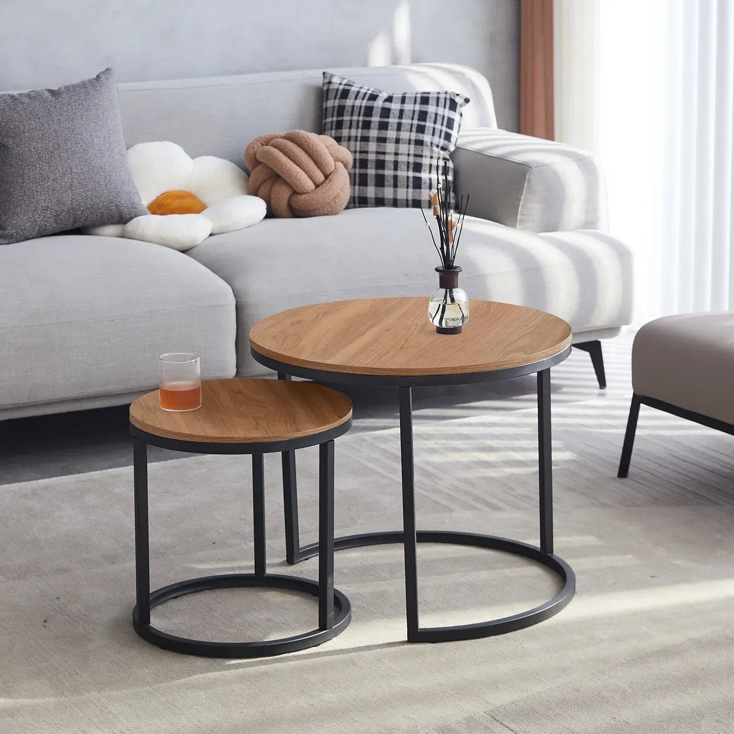 Table basse nordique en bois de chêne | Ensemble table basse moderne Maison Lysea