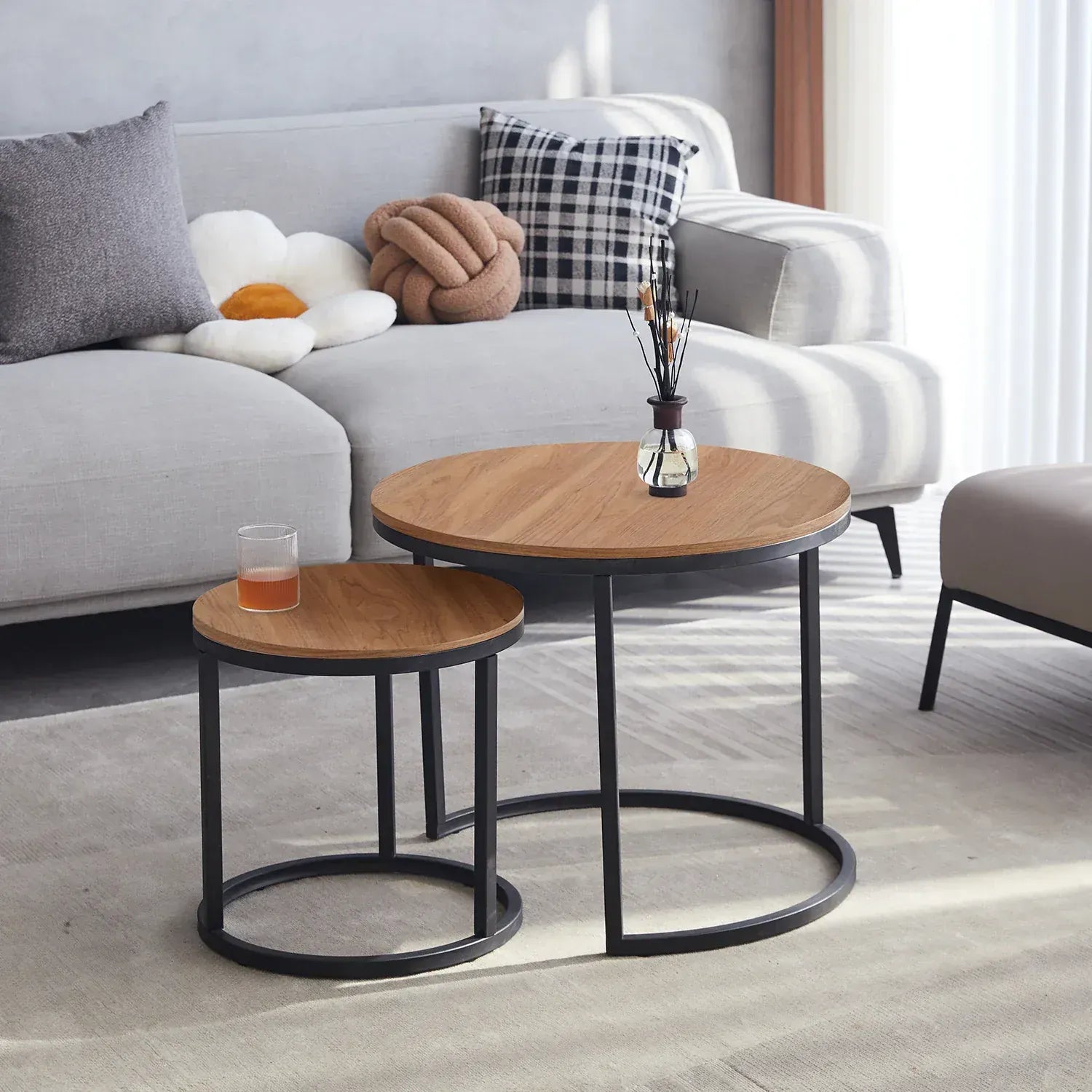 Table basse nordique en bois de chêne | Ensemble table basse moderne Maison Lysea