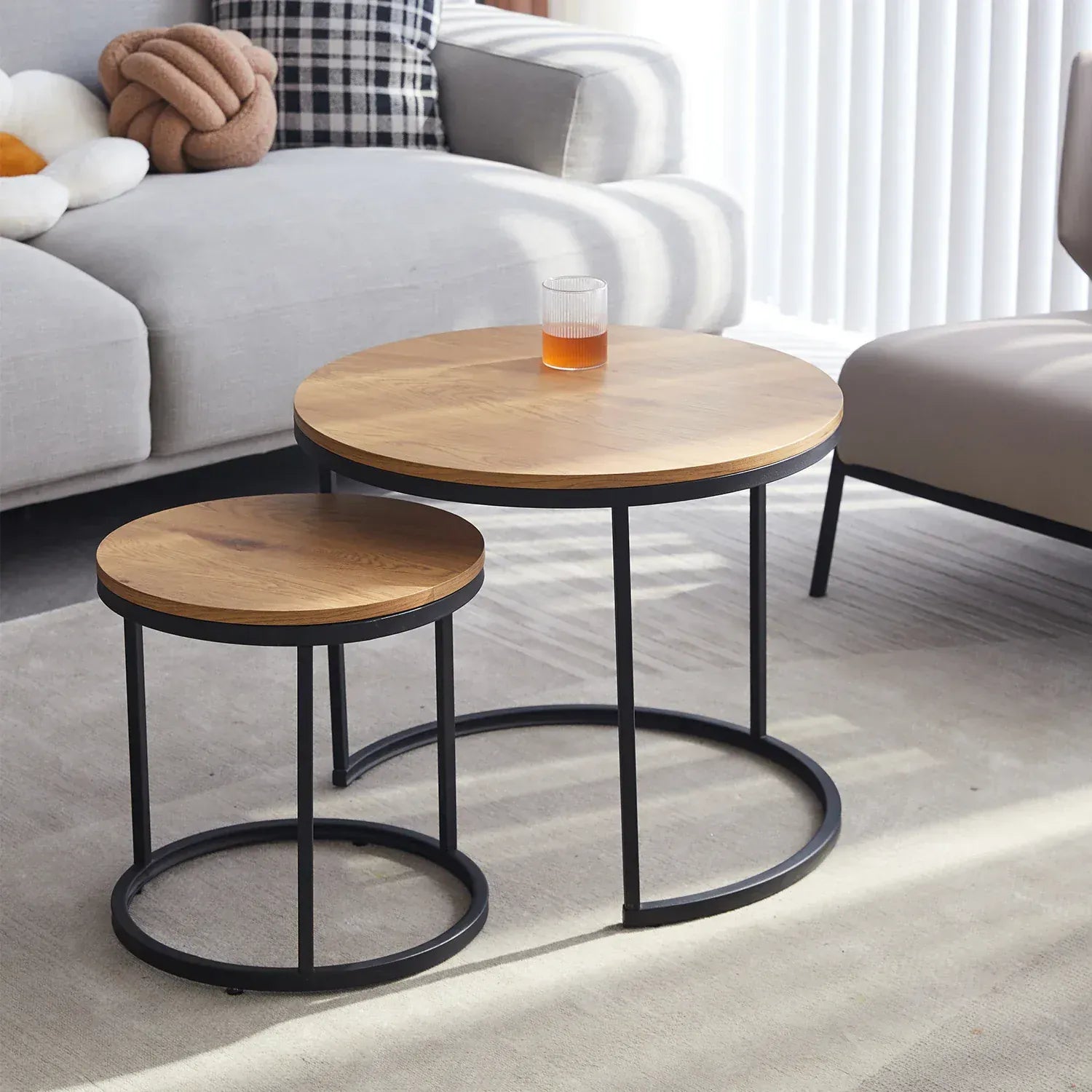 Table basse nordique en bois de chêne | Ensemble table basse moderne Maison Lysea