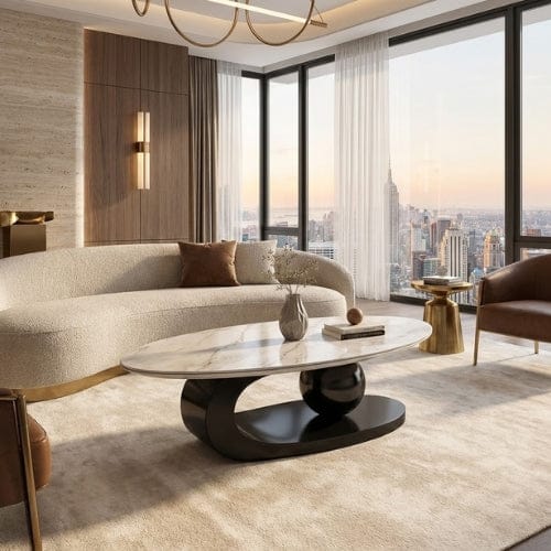 Table basse Ovale design - Table basse salon Moderne Maison Lysea