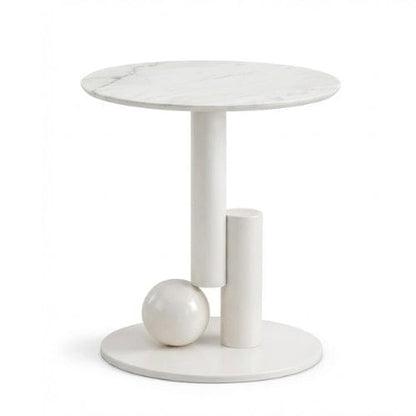 Marbre blanc et Blanc cassé / Table d'appoint seul Table basse Ovale design - Table basse salon Moderne Maison Lysea