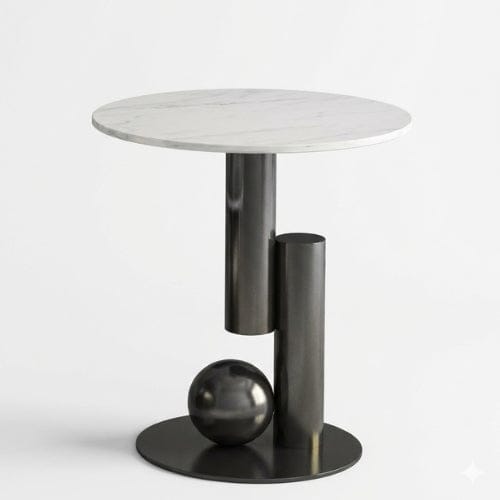 Marbre blanc et Noir / Table d'appoint seul Table basse Ovale design - Table basse salon Moderne Maison Lysea