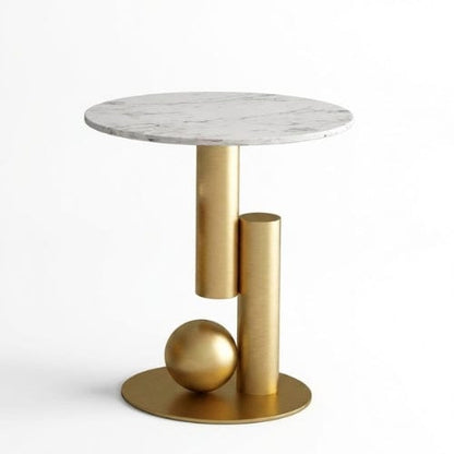 Marbre blanc et Or / Table d'appoint seul Table basse Ovale design - Table basse salon Moderne Maison Lysea