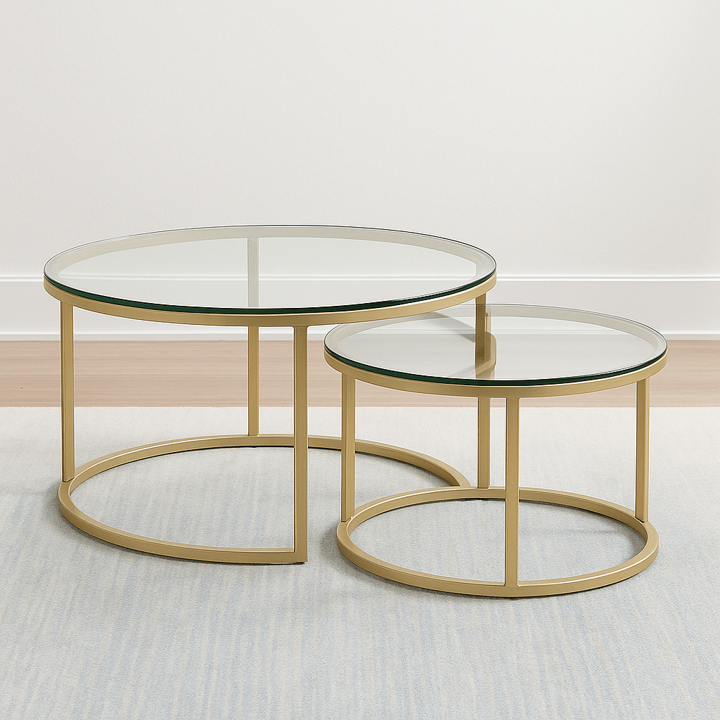 80CM / 60CM Table basse ronde en Verre design | Ensemble table basse nordique Maison Lysea