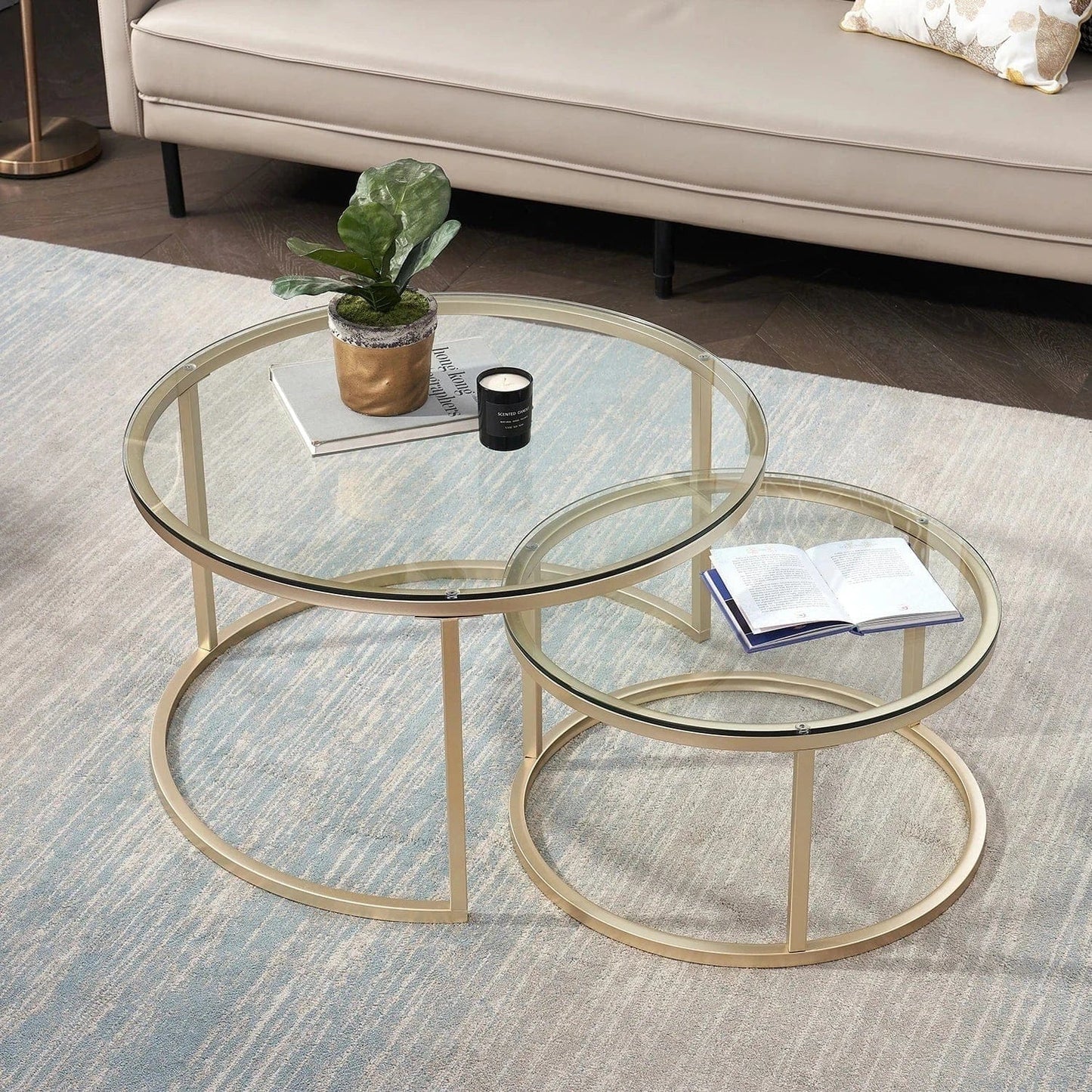 Table basse ronde en Verre design | Ensemble table basse nordique Maison Lysea