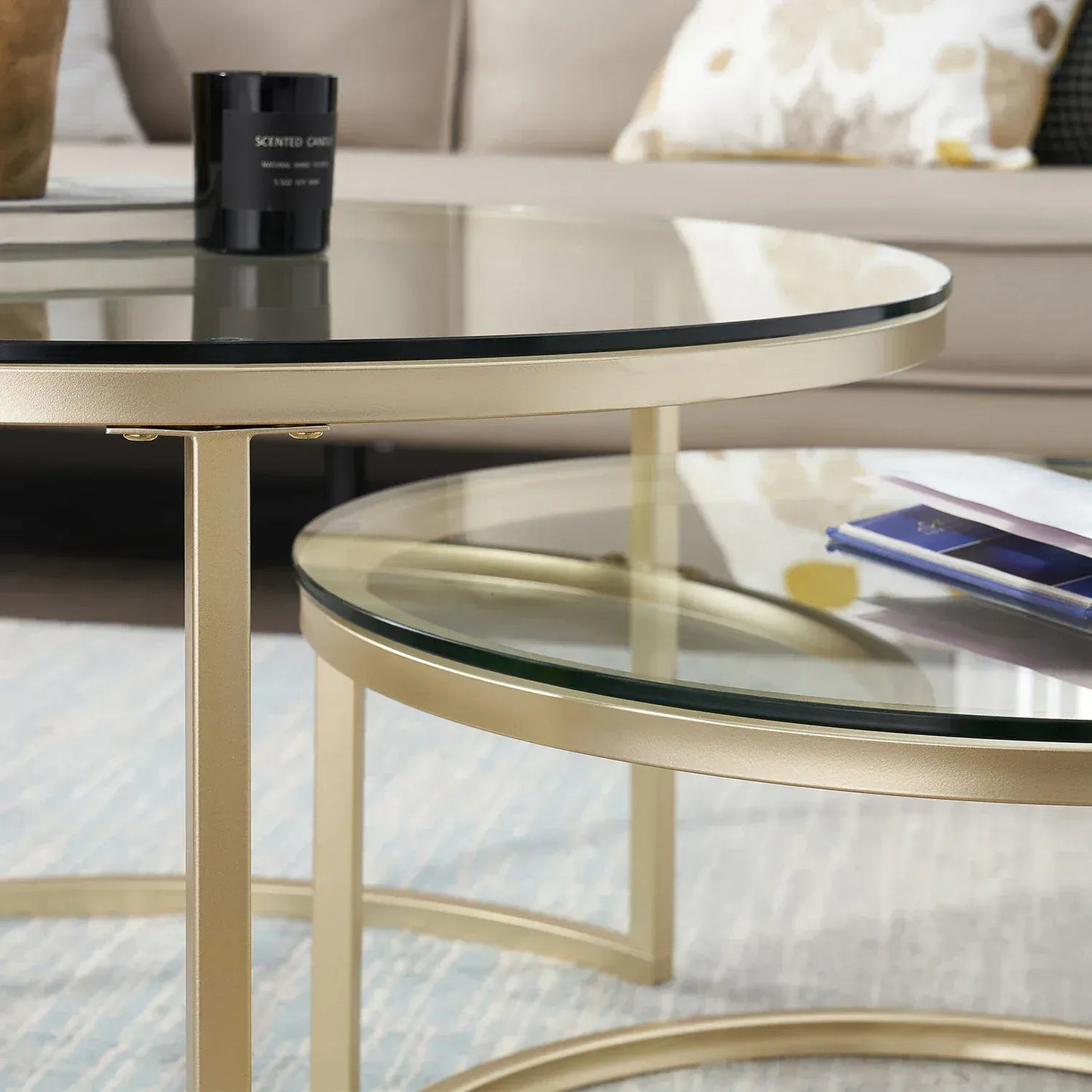Table basse ronde en Verre design | Ensemble table basse nordique Maison Lysea