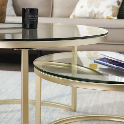 Table basse ronde en Verre design | Ensemble table basse nordique Maison Lysea