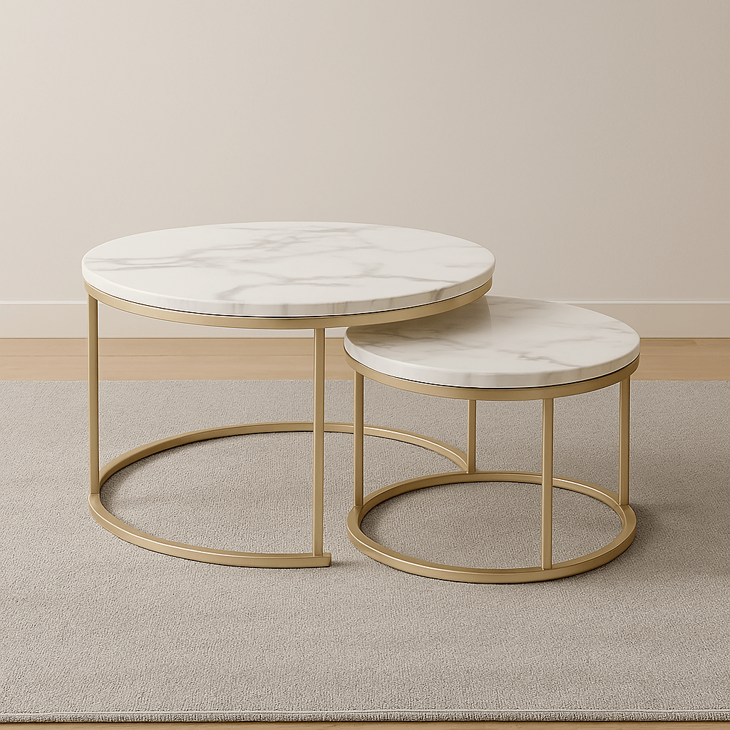 80CM / 60CM Table basse ronde Moderne - Ensemble table basse en marbre design Maison Lysea