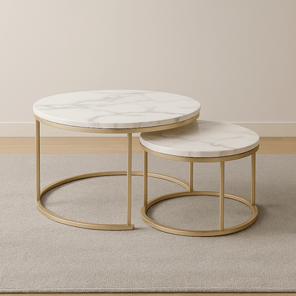 80CM / 60CM Table basse ronde Moderne - Ensemble table basse en marbre design Maison Lysea