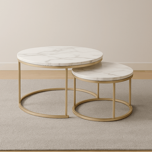 80CM / 60CM Table basse ronde Moderne - Ensemble table basse en marbre design Maison Lysea