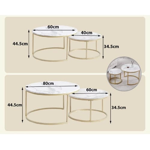 Table basse ronde Moderne - Ensemble table basse en marbre design Maison Lysea