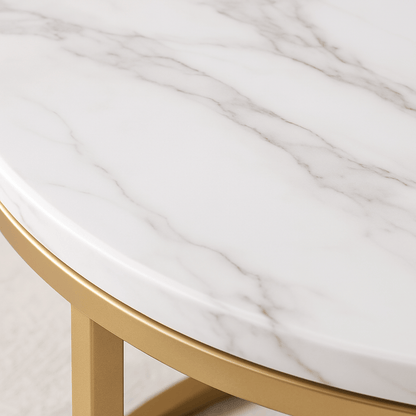 Table basse ronde Moderne - Ensemble table basse en marbre design Maison Lysea