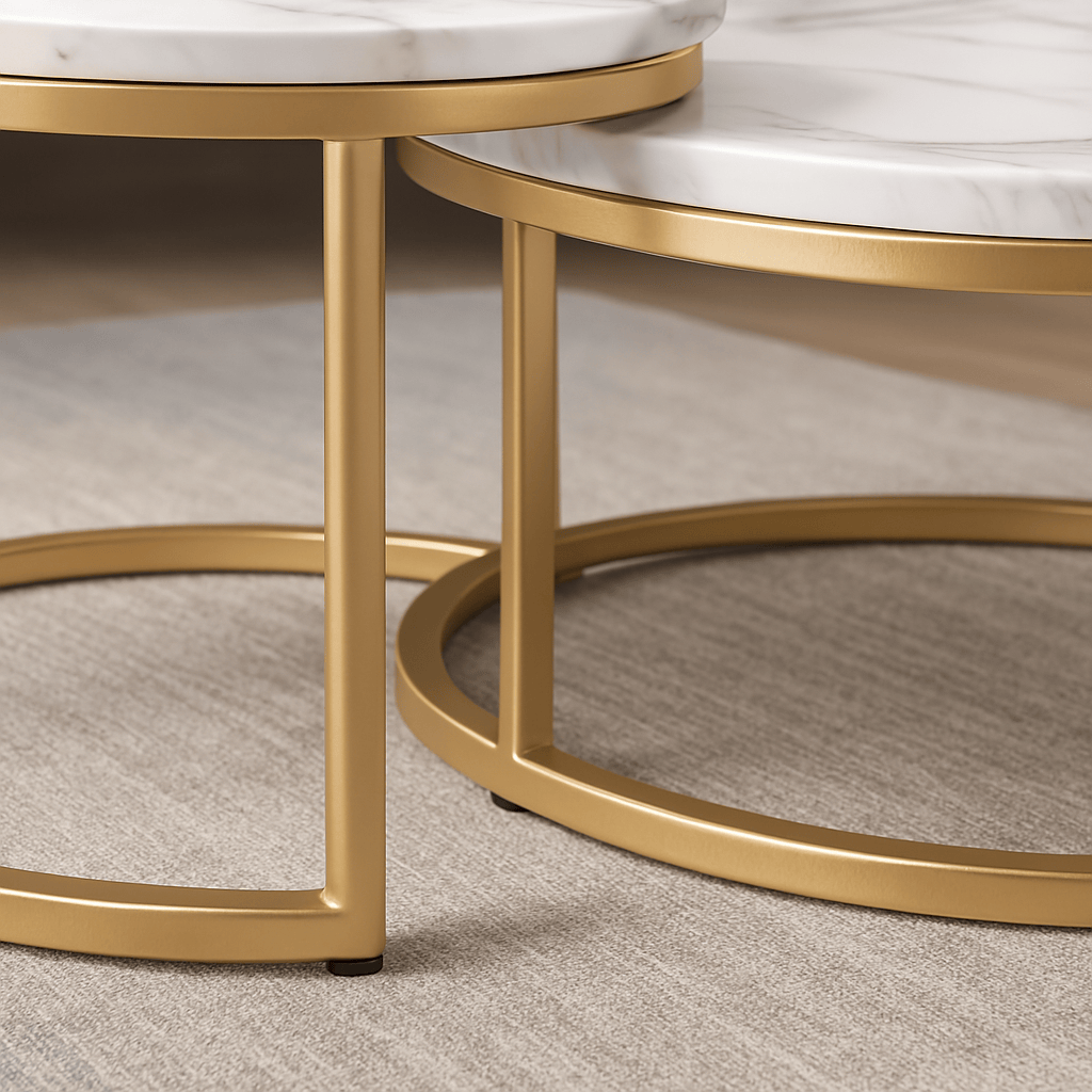Table basse ronde Moderne - Ensemble table basse en marbre design Maison Lysea