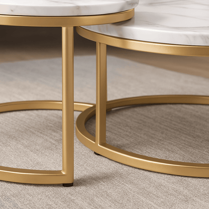 Table basse ronde Moderne - Ensemble table basse en marbre design Maison Lysea