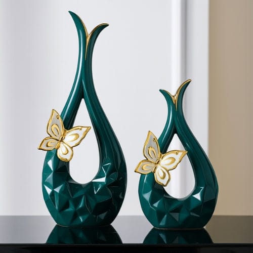 Lot de 2 Vases Design Papillon - Décoration artisanale épuré